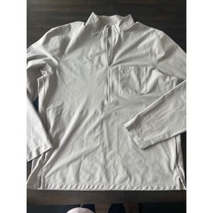 Lululemon Lab Mens Quarter Zip Pullover Grid Texture Light Gray Stone Size XL